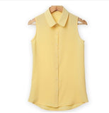 NSZ   Women Sleeveless Turn-down Chiffon Blouse