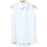 NSZ   Women Sleeveless Turn-down Chiffon Blouse
