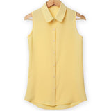 NSZ   Women Sleeveless Turn-down Chiffon Blouse