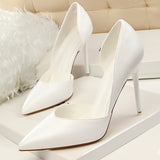 Female shoes with white high heels