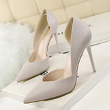 Female shoes with white high heels