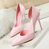 Female shoes with white high heels