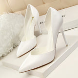 Female shoes with white high heels
