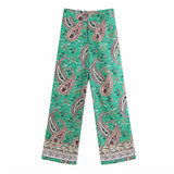 Women Fashionable Chiffon Print Pants 2019 Summer Loose Zipper