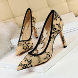 New High Heel Shoes Elegant Embroidery Women Pumps Fashion Women Shoes