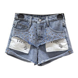 2019 Spring and Summer  New Fashion Baitao, tall waist, hairy fringed Jeans Shorts